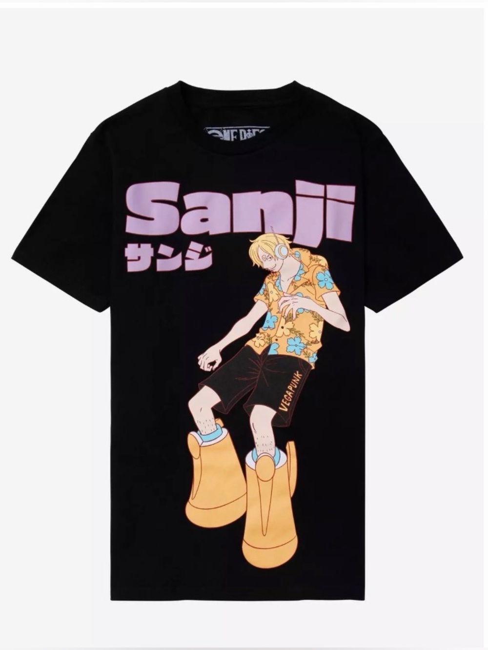 *Ripple Junction Black Tee with Yellow & Pink Sanji Graphic | NWT